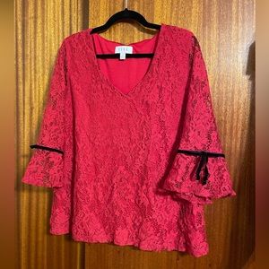 Beautiful Red Lace Top, like brand new! XL